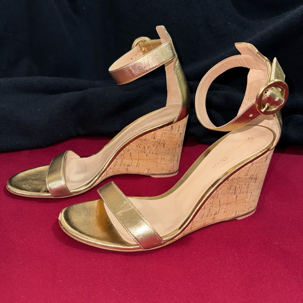 Gianvito Rossi Rare Metallic Gold Espadrille Heels